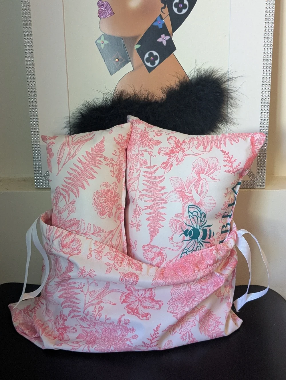 Matching Custom Handmade Dust Bag & Purse Pillow Combo Set Size Medium
